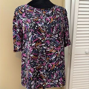 Ann Taylor Black Floral Print Blouse